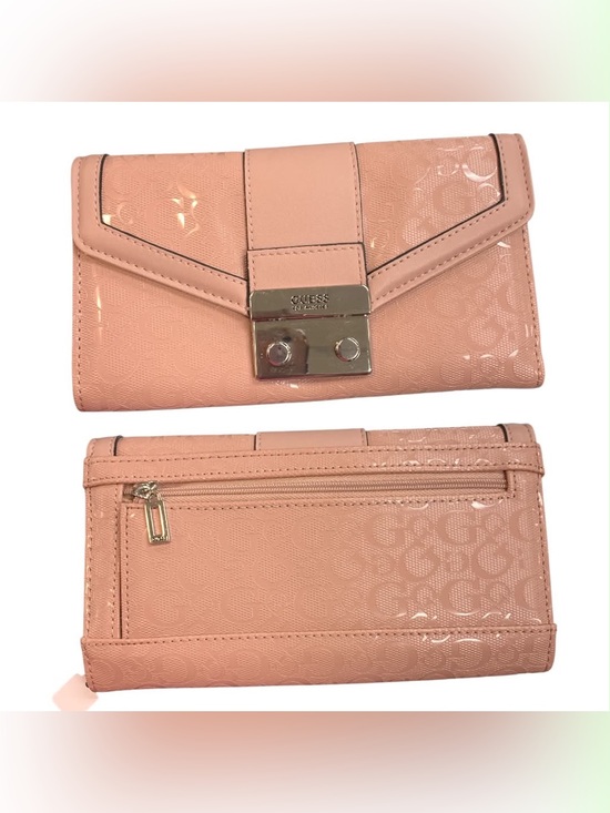 Guess Handbags - Guess Patent Trifold Wallet in Peach Pink